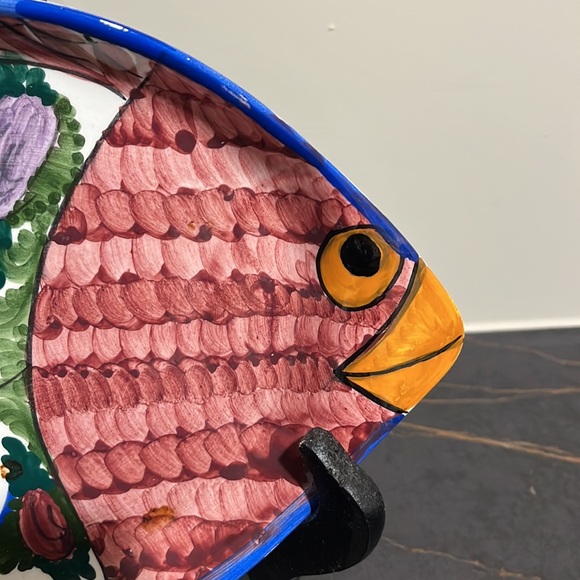 Hand Painted Plate in Fish Pattern, Wall Mounted, Made in Greece - Picture 5 of 6